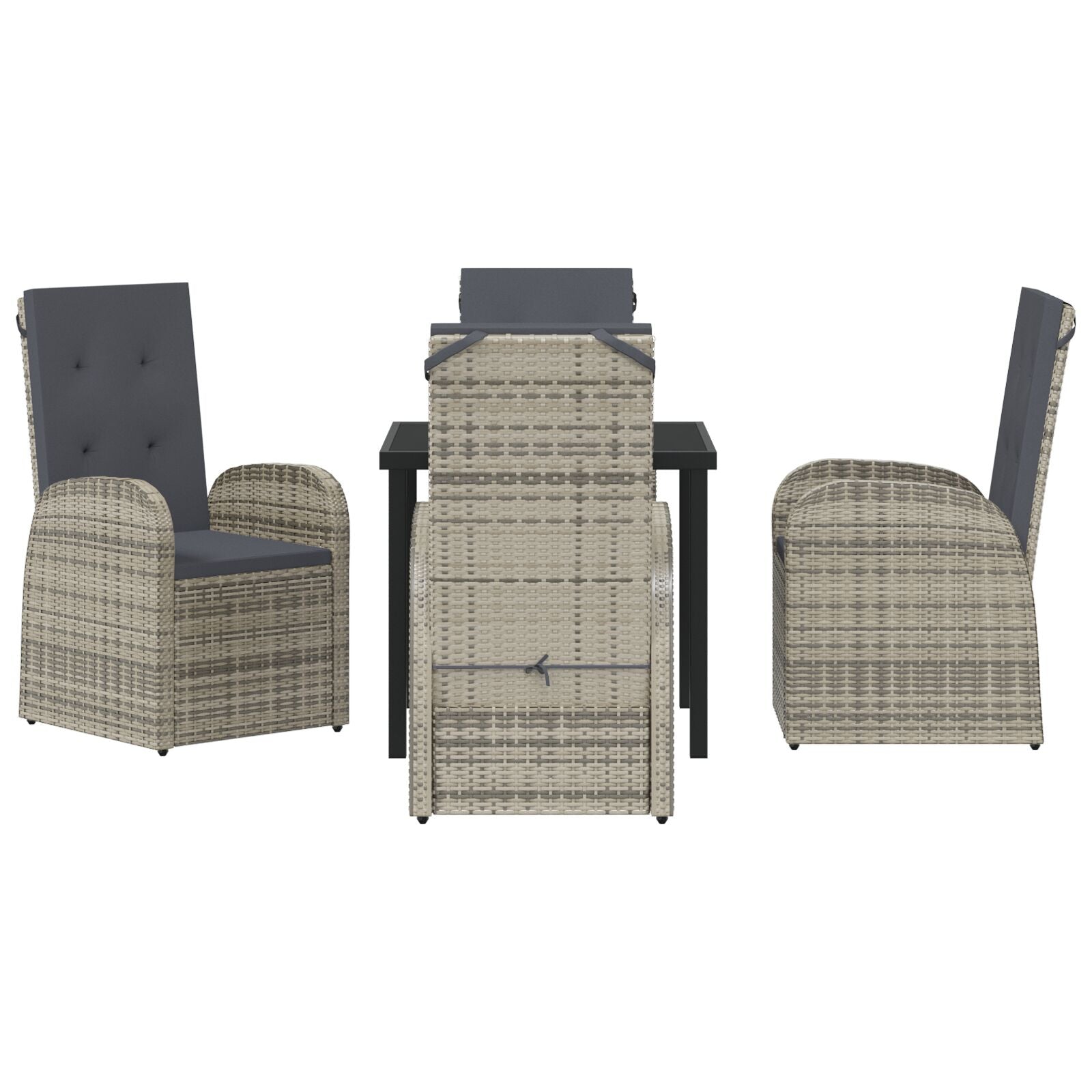5-Delige Tuin Eetset Met Kussens Grijs Poly Rattan