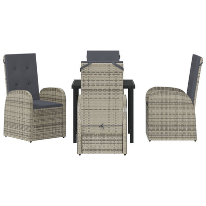5-Delige Tuin Eetset Met Kussens Grijs Poly Rattan