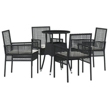 5-Delige Tuin Eetset Zwart Poly Rattan
