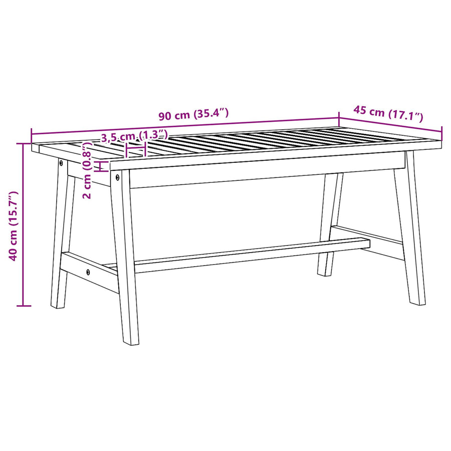 90X45X40 Cm Massief Acaciahout zonder kussen Koffietafel