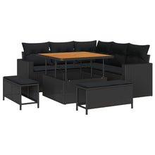 8-Delige Tuin Sofa Set Met Kussens Zwart Poly Rattan Acacia, 3-Delige Tuin Eetset Met Kussens Zwart Poly Rattan Acacia Wit
