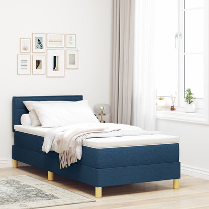 Boxspring Bed Met Matras Stof Blauw 90 x 200 cm Lijnenontwerp