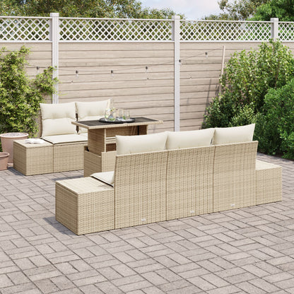 6-Delige Tuin Sofa Set Met Kussens Beige Poly Rattan
