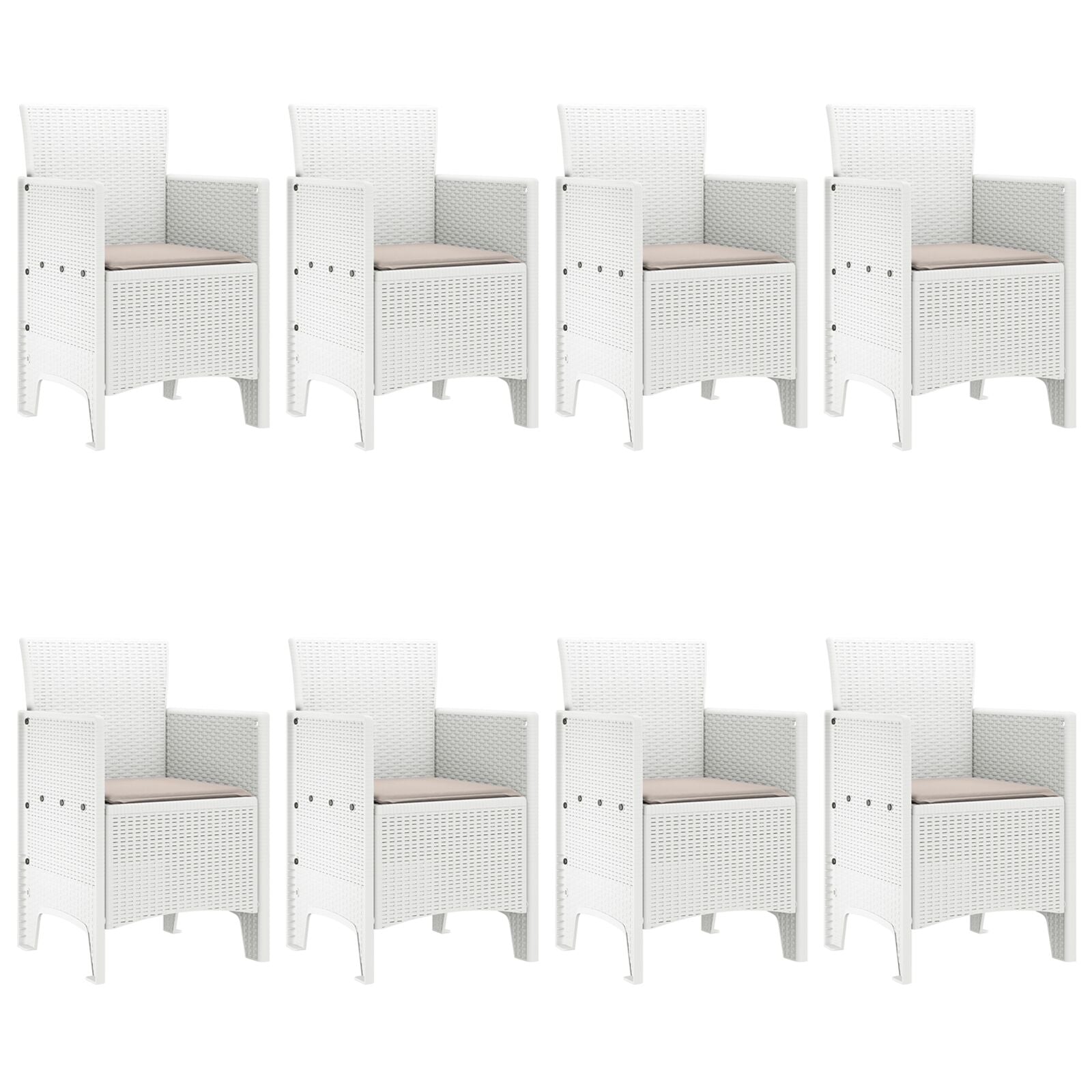 9 Delige Tuin Eetset Met Kussens, Witte Poly Rattan