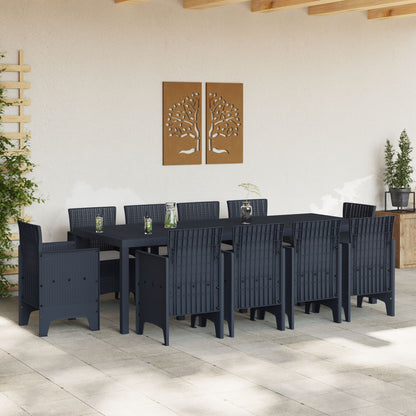 11 Delige Tuin Eetset Met Kussens Anthraciet Poly Rattan