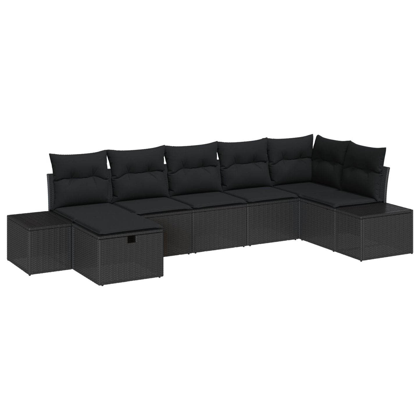 7-Delige Tuin Sofa Set Met Kussens Zwart Poly Rattan Wit
