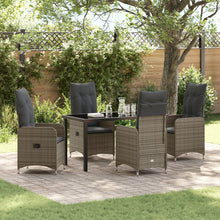 5-Delige Tuin Eetset Met Kussens Grijs Poly Rattan