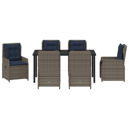 7-Delig Tuin Eettafel Set Grijze Poly Rattan