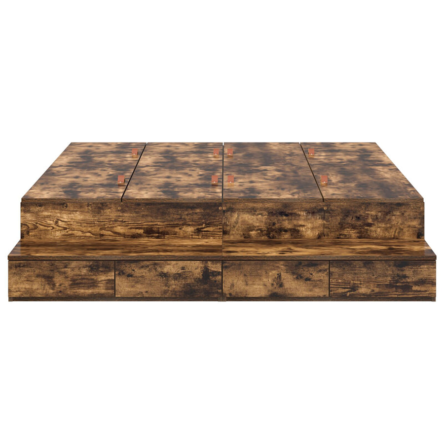 Opbergbedframe Bruin Engineered Hout 135,5 X 190 X 31,5 Cm Artisanaal Eiken