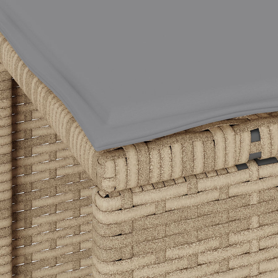3-Delige Tuin Eettafelset Met Kussens Poly Rattan Acacia 100 cm Beige en grijs 2 krukken