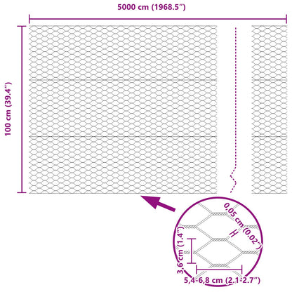 Hekpalen 22 Stuks U-Vorm 120 Cm Gegalvaniseerd Staal,  Hexagonaal Hek 1X50 M Gegalvaniseerd Staal