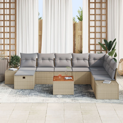 Tuin Sofa Set Set Van 9 Beige Poly Rattan Tuin Sofa Set Wit