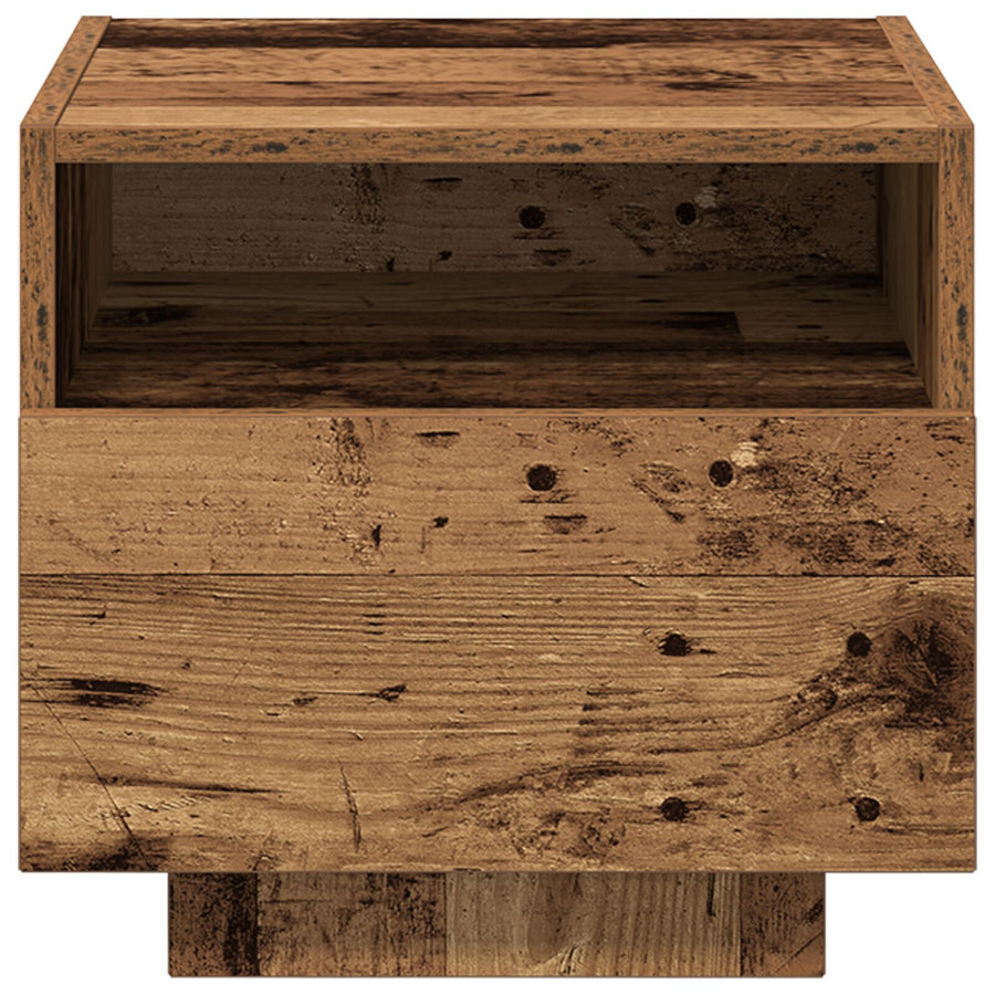 Nachtkastjes Met Led-Lampen 2 Stuks Oude Hout 40X39X37 Cm Oud hout