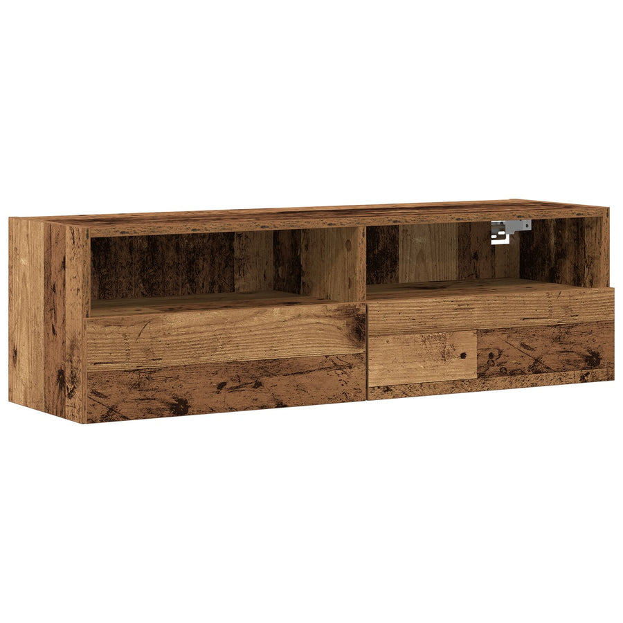 Tv Wandkasten 2 Stuks Gelaagd Hout Oud hout
