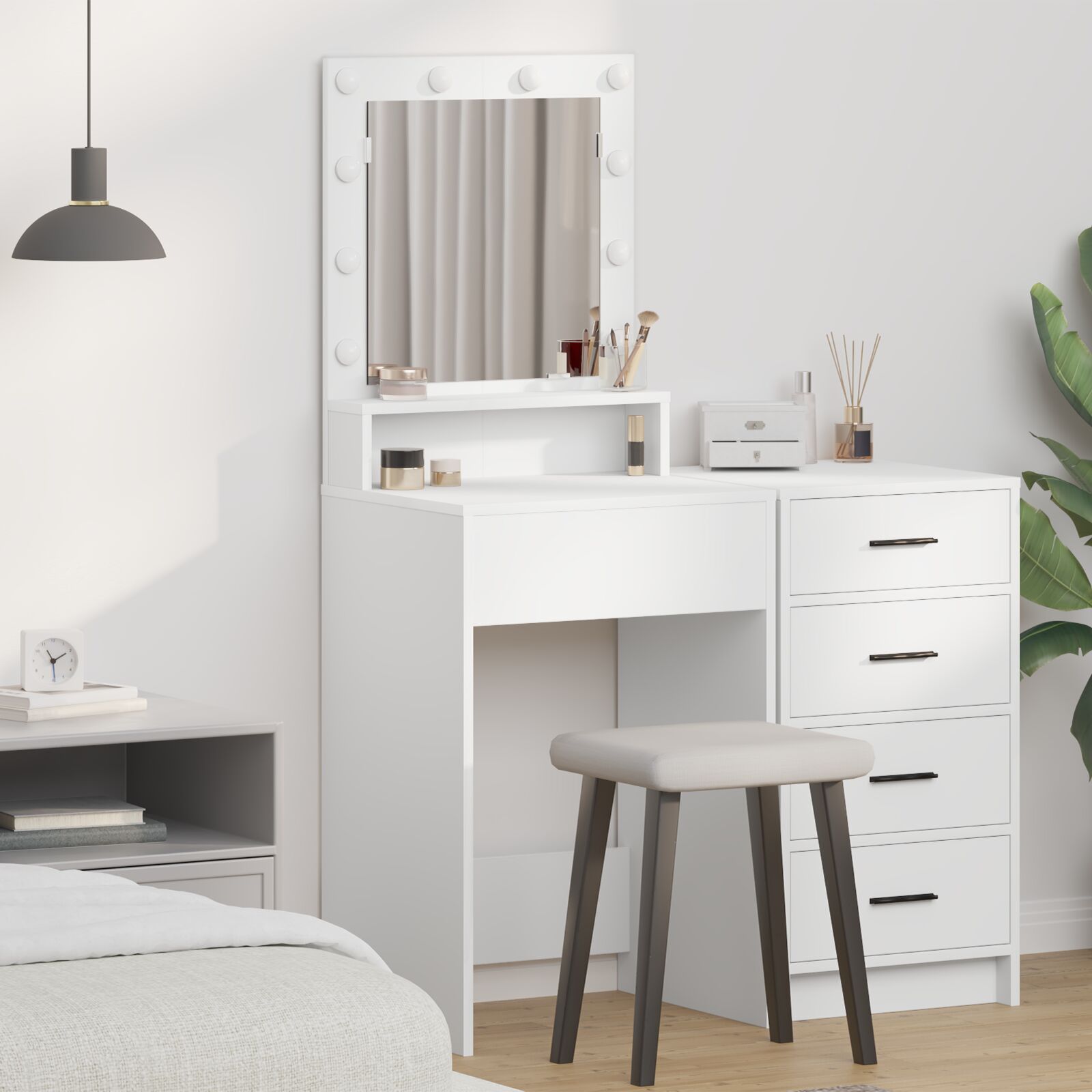 Kaptafel Met Led-Verlichting - - Wit 50 x 41 x 135 cm