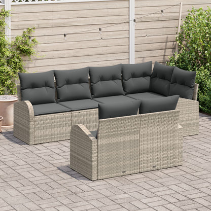 Tuin Sofa Set Set Van 7 Lichtgrijs Rattan Tuin Sofa Set