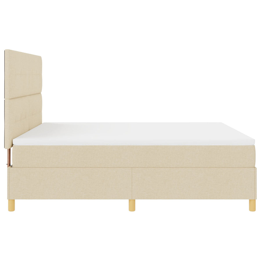 Boxspring Bed Met Matras Crème Super King Stof Blauw