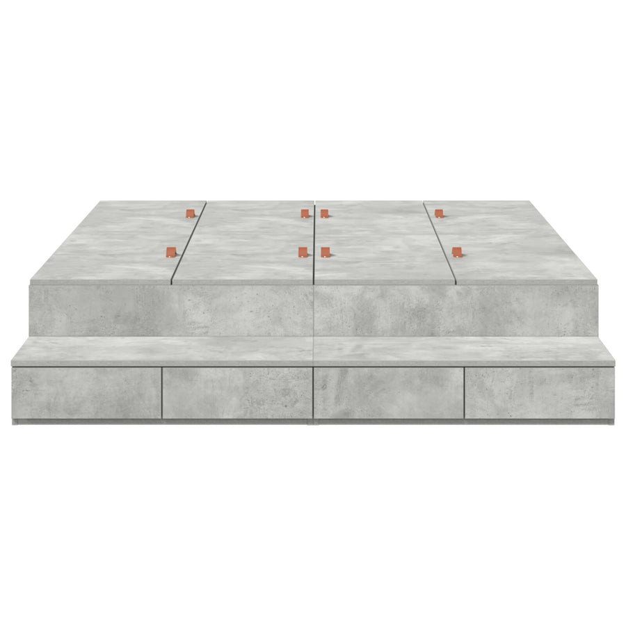 Opslagbed Frame Betonnen Grijs 150X200 Cm Artisanaal Eiken