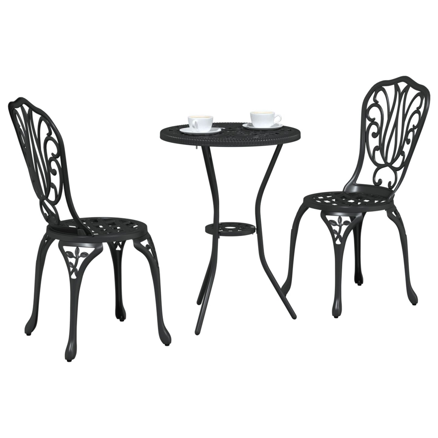 3-Delige Tuin Bistro Set Gietaluminium Zwart
