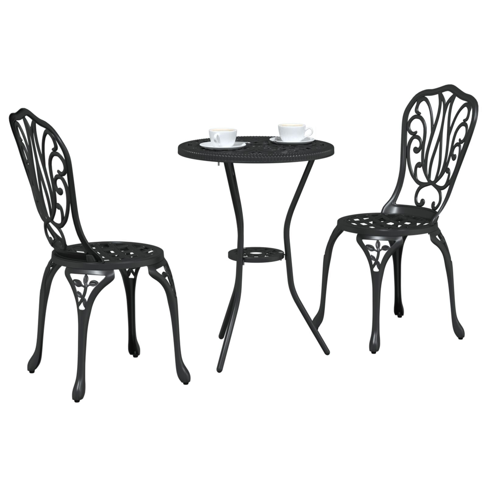 3-Delige Tuin Bistro Set Gietaluminium Zwart