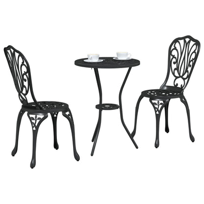 3-Delige Tuin Bistro Set Gietaluminium Zwart