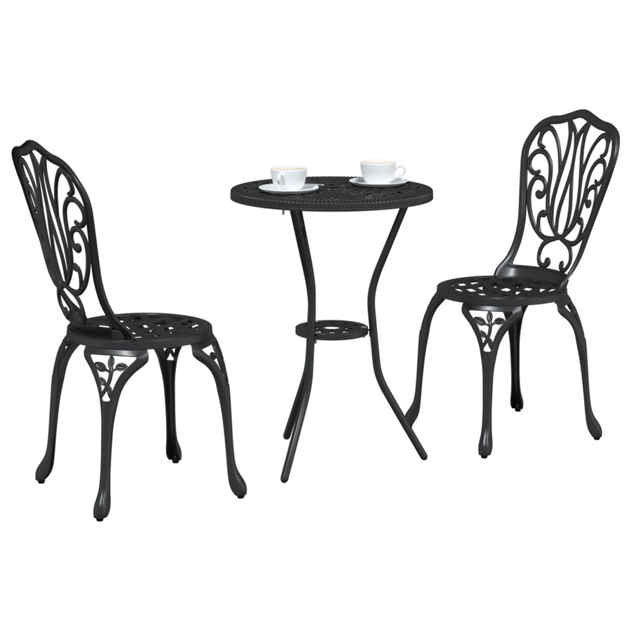 3-Delige Tuin Bistro Set Gietaluminium Zwart