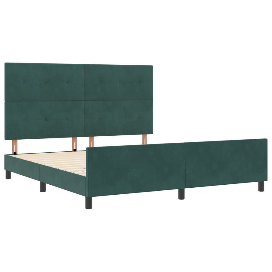 Bed Frame Donkergroen 180X200 Cm Fluweel Crème