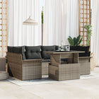 Tuinset poly rotan 7-delig grijs