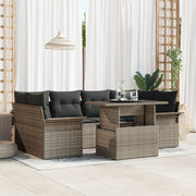 Tuinset poly rotan 7-delig grijs