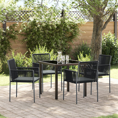 Set Van 3 Zwart Pe Riet, Staal, Polyester Stof Standaard