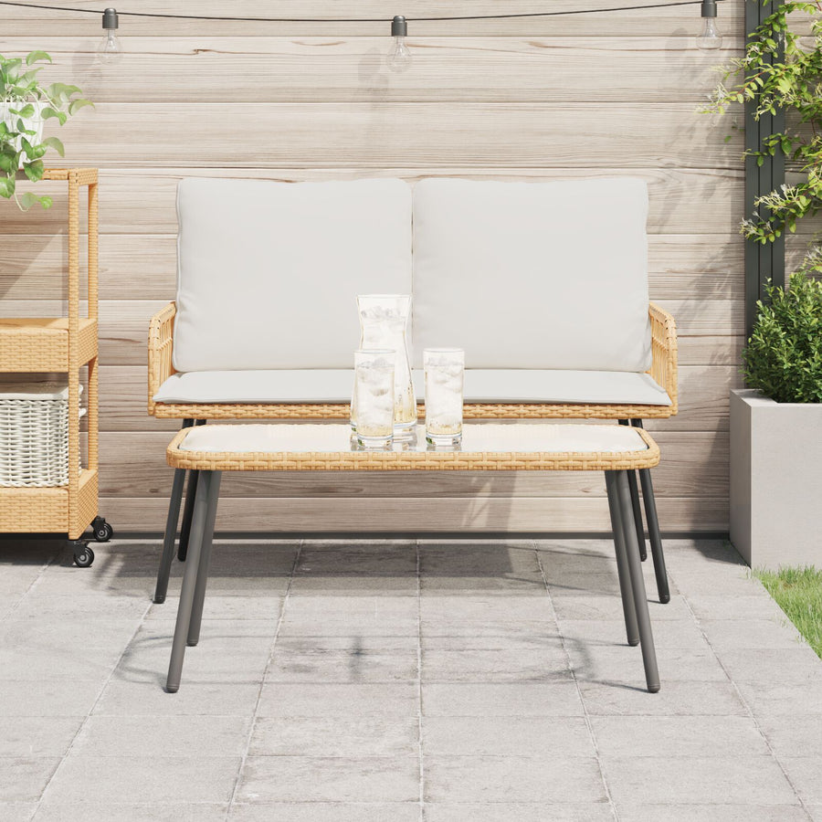 Salontafel 90X45X42 Cm Poly Rattan Natuurlijk