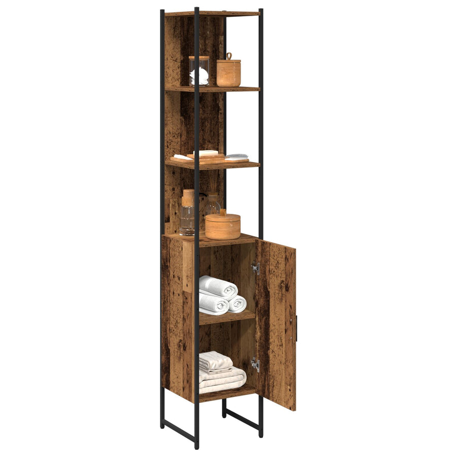 Badkamerkast Oude Hout 33X33X185,5 Cm Ingenieuw Hout