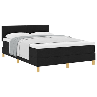 Boxspringbed Met Matras Stof Zwart 140 x 200 cm Knop tufted