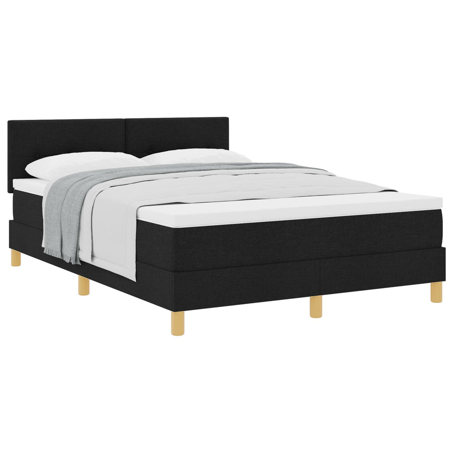 Boxspringbed Met Matras Stof Zwart 140 x 200 cm Knop tufted