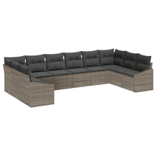 10-Delige Tuin Eettafel Set Met Kussens Poly Rattan Grijs zonder tafel