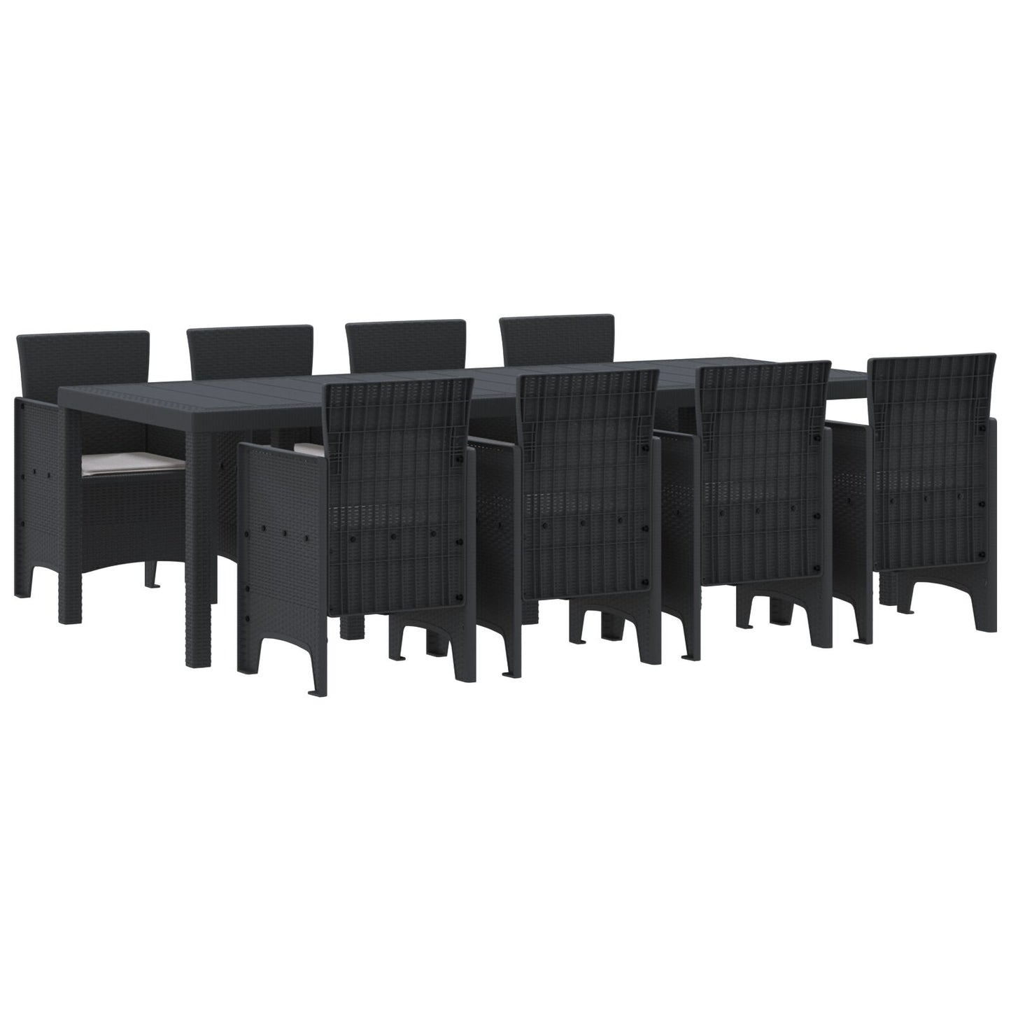 9-Delige Tuindining Set Met Kussens Anthraciet Poly Rieten