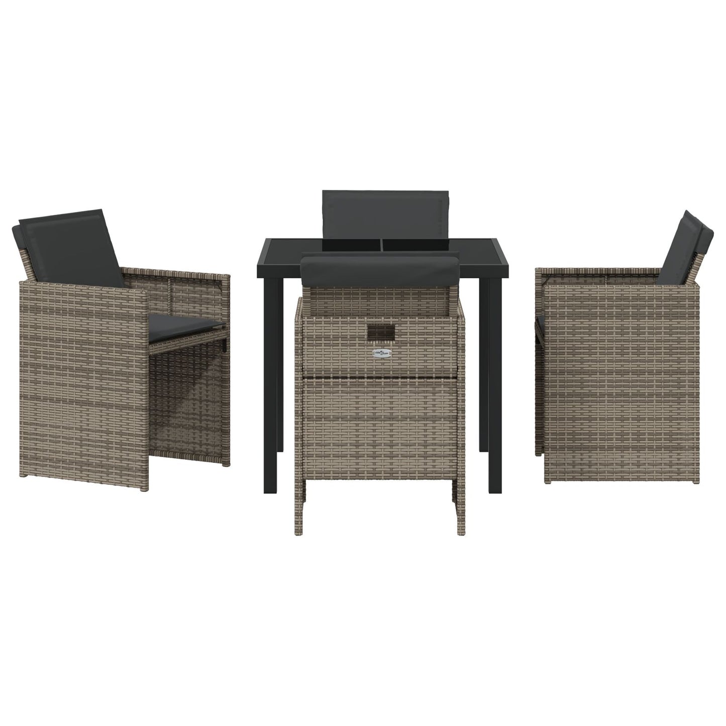 5-Delige Tuin Eetset Met Kussens Grijze Poly Rattan