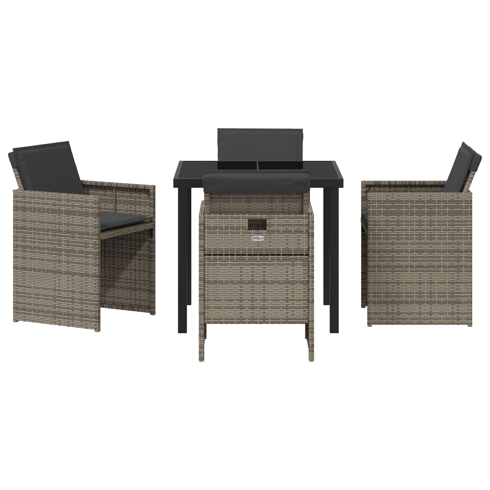 5-Delige Tuin Eetset Met Kussens Grijze Poly Rattan