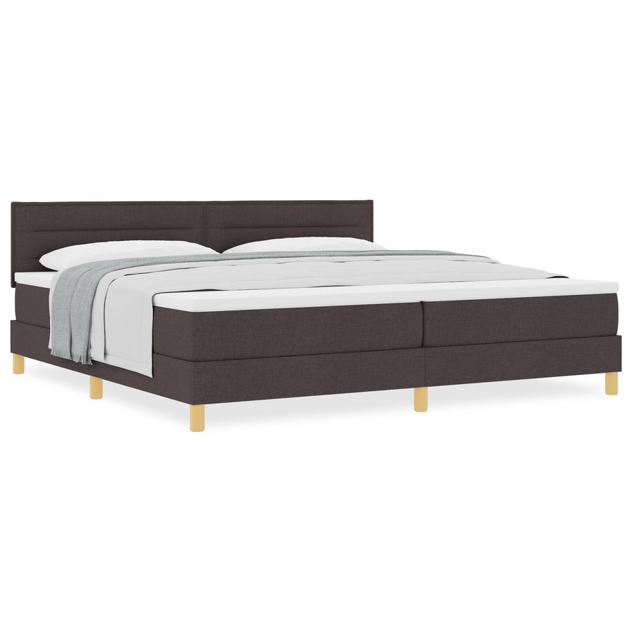 Boxspringbed Met Matras Stof Donkerbruin 200 x 200 cm Lijnenontwerp