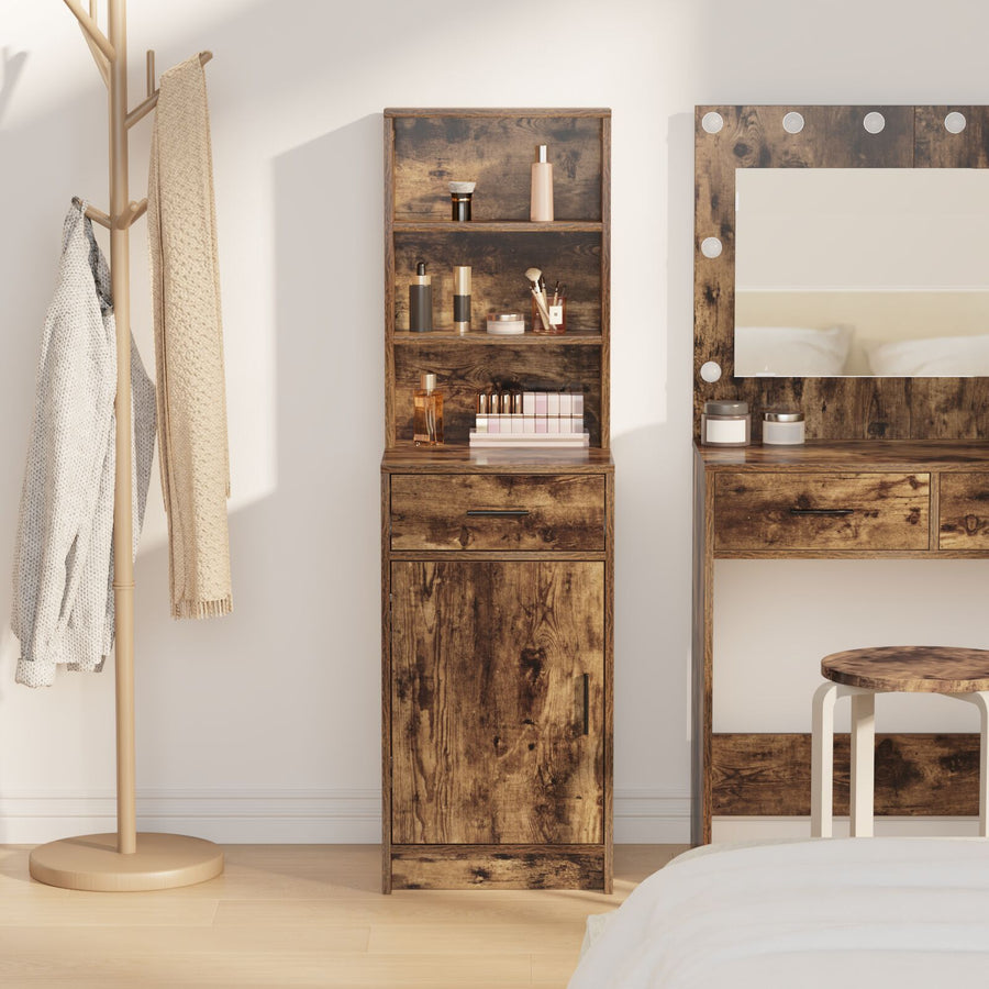 Hoge Kast In , 40X41X135 Cm, Gemaakt Van Engineered Wood Gerookt eiken