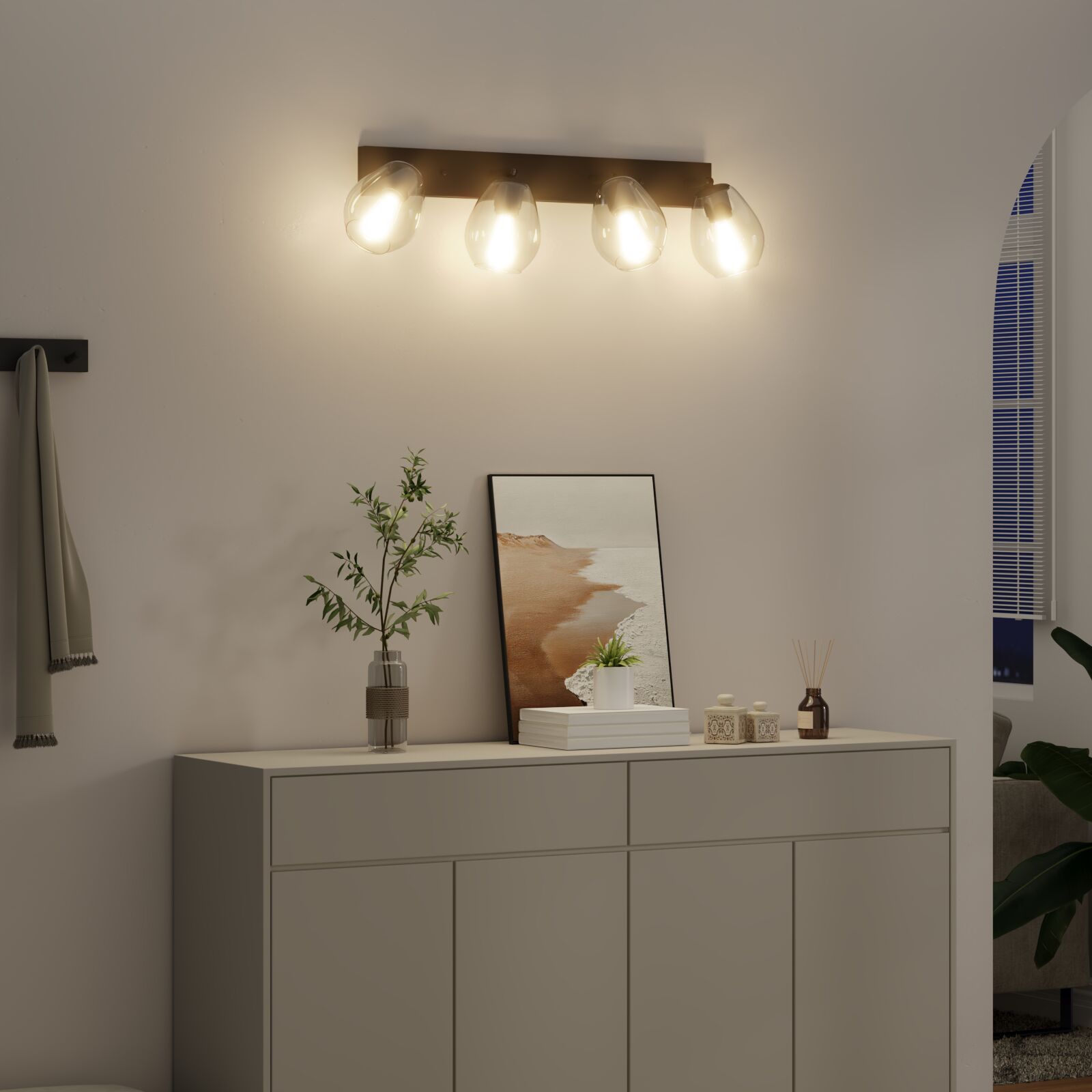 Plafondlamp Met Verstelbare Glazen Lampenkap Anthraciet E27 4