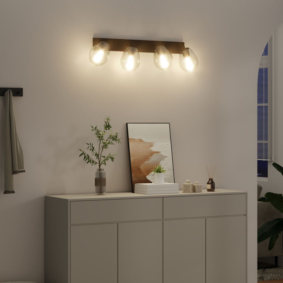 Plafondlamp Met Verstelbare Glazen Lampenkap Anthraciet E27 4