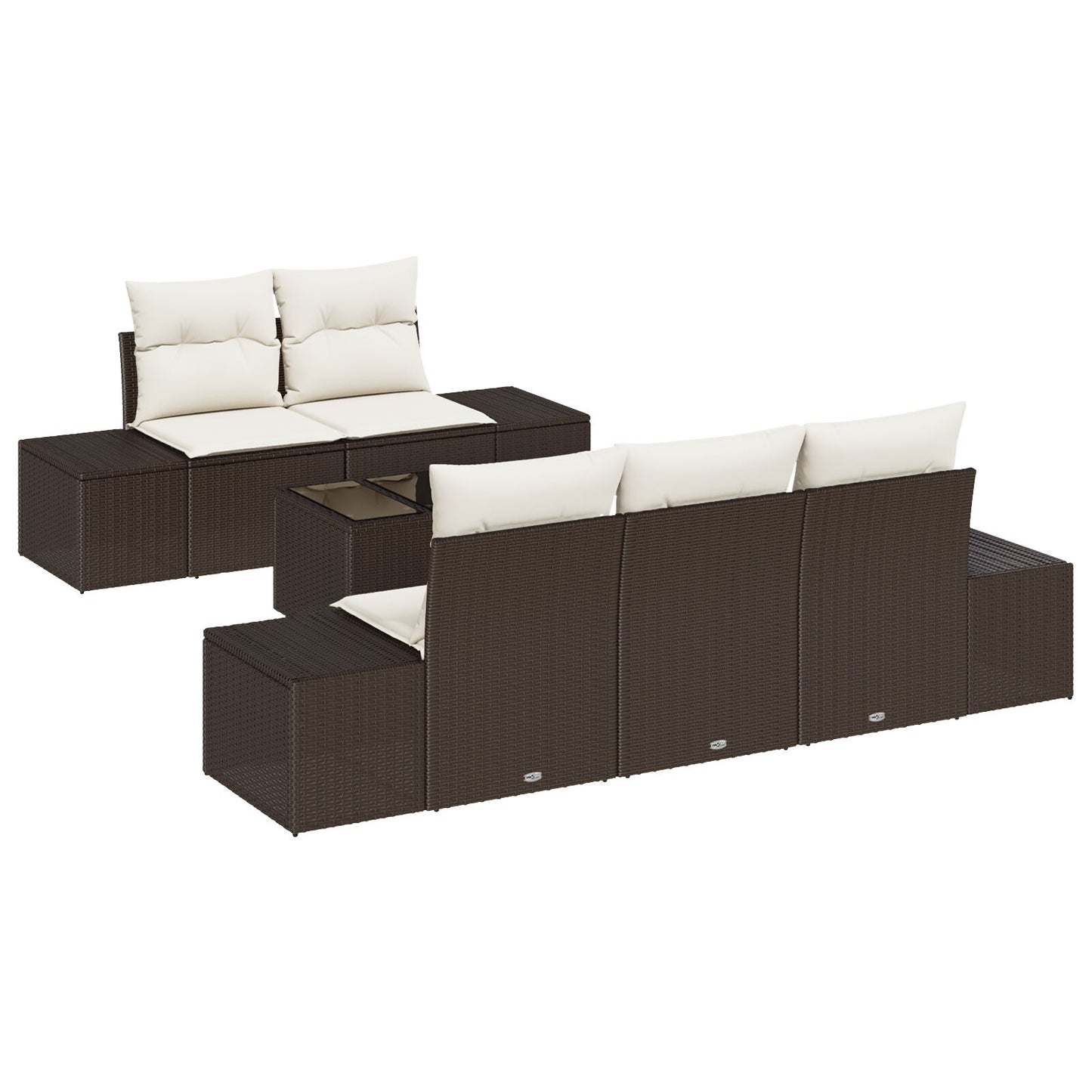 6-Delige Tuinsofa Set Met Kussens Bruin Poly Rattan