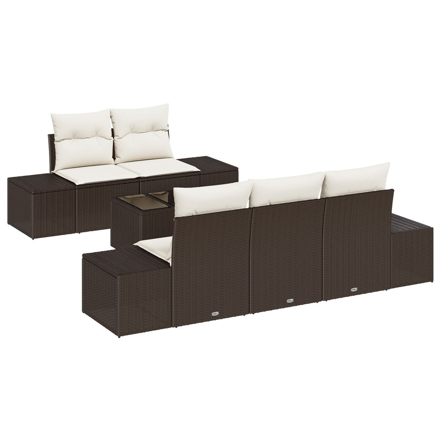 6-Delige Tuinsofa Set Met Kussens Bruin Poly Rattan