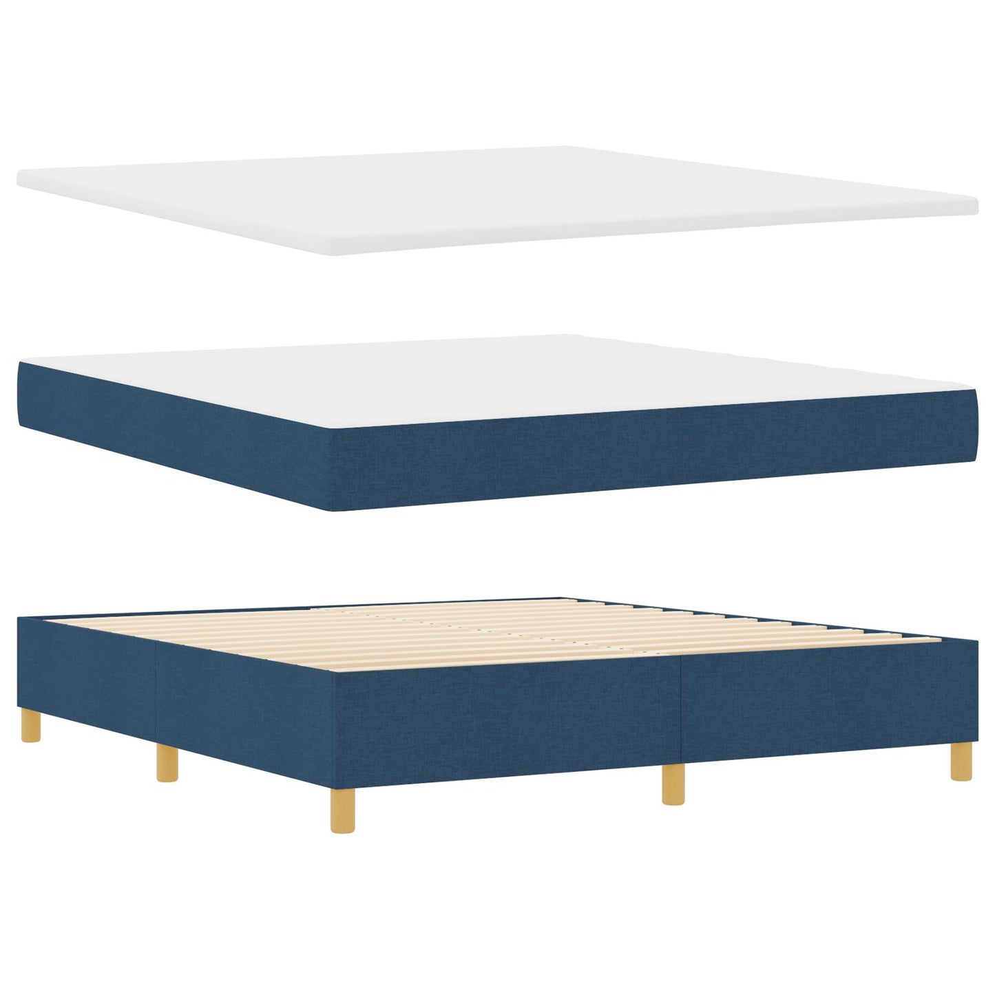 Boxspringbed Met Matras & Bank Blauw 180X200 Cm Stof Crème