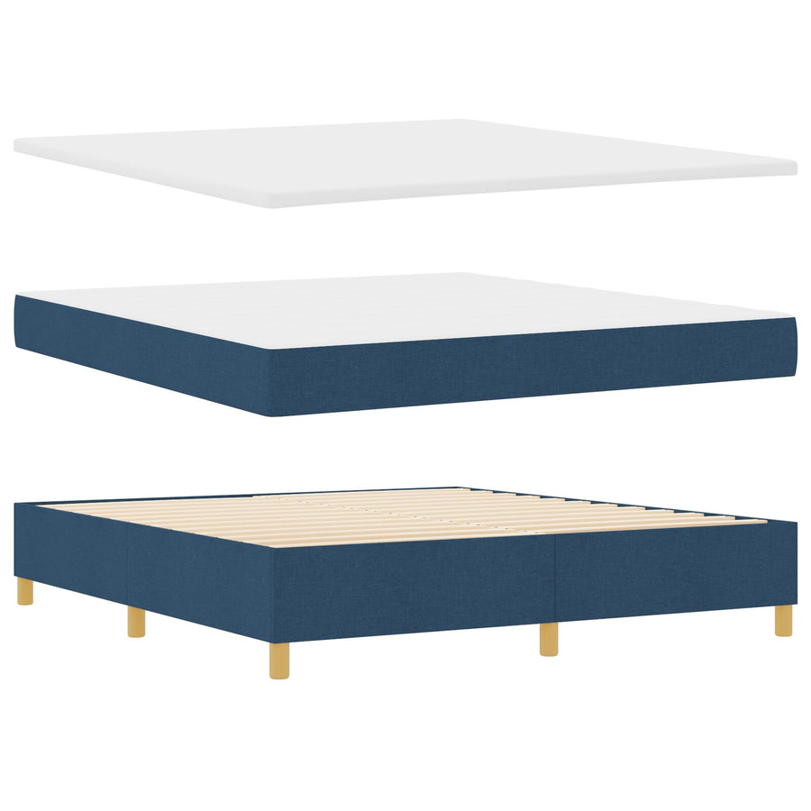 Boxspringbed Met Matras & Bank Blauw 180X200 Cm Stof Crème