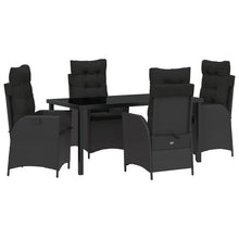 5-Delige Tuin Eetset Met Kussens Zwart Poly Rattan