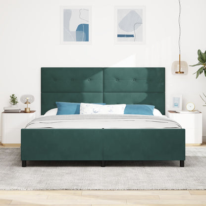 Bed Frame Donkergroen 200X200 Cm Fluweel Crème