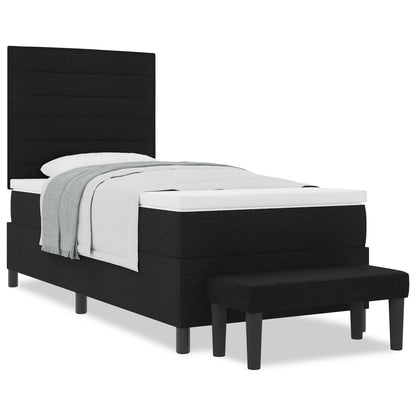 Boxspringbed Met Matras & Bank Stof Zwart 90 x 200 cm Lijnen ontwerp