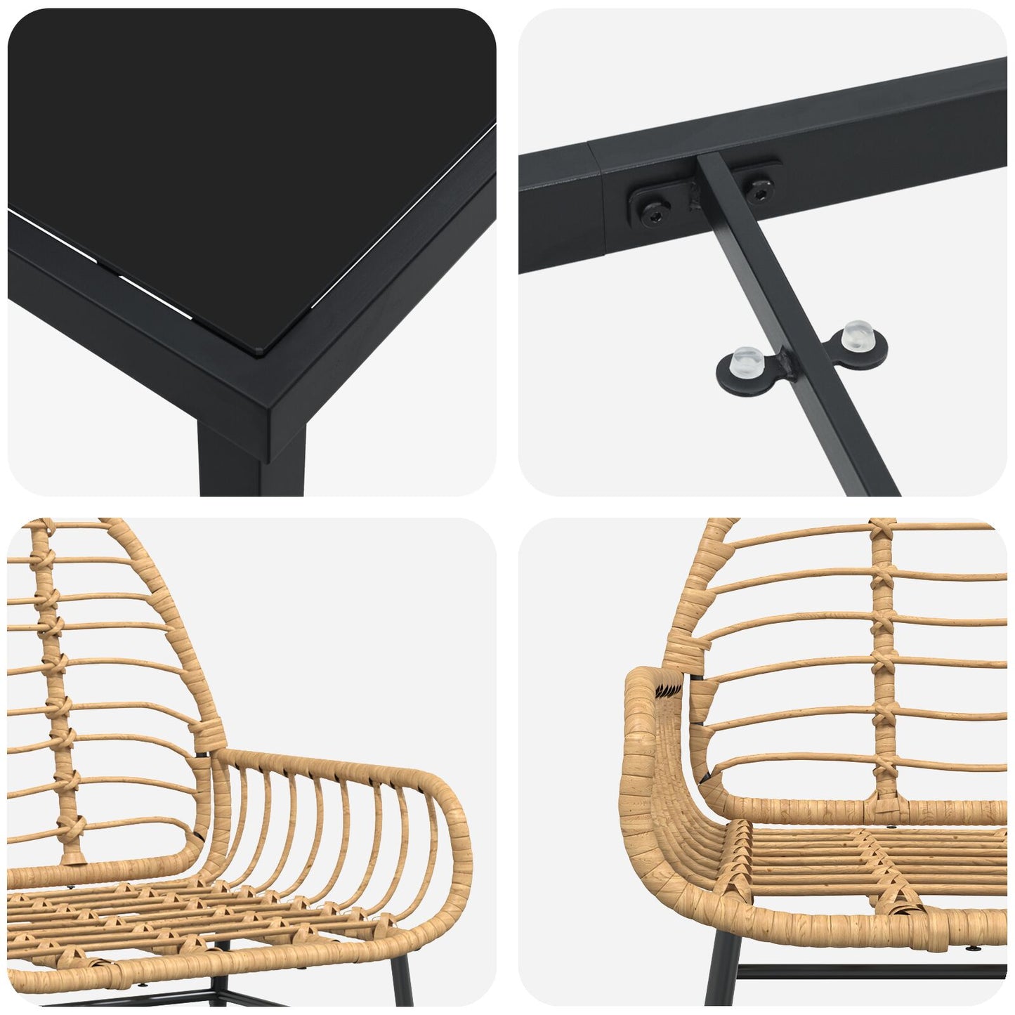 5-Delig Tuin Eetset Bruin Poly Rattan